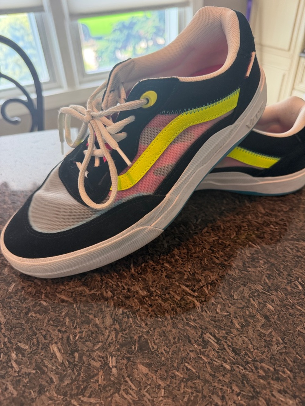 Vans Men’s Low-Top Sneakers in Black, Neon Yellow & Pink